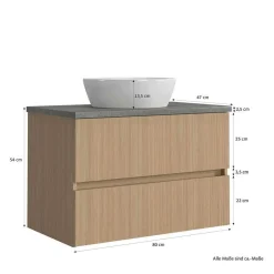 Holzoptik Badezimmermöbel Set - Leitha (fünfteilig)^Wohnen Hot