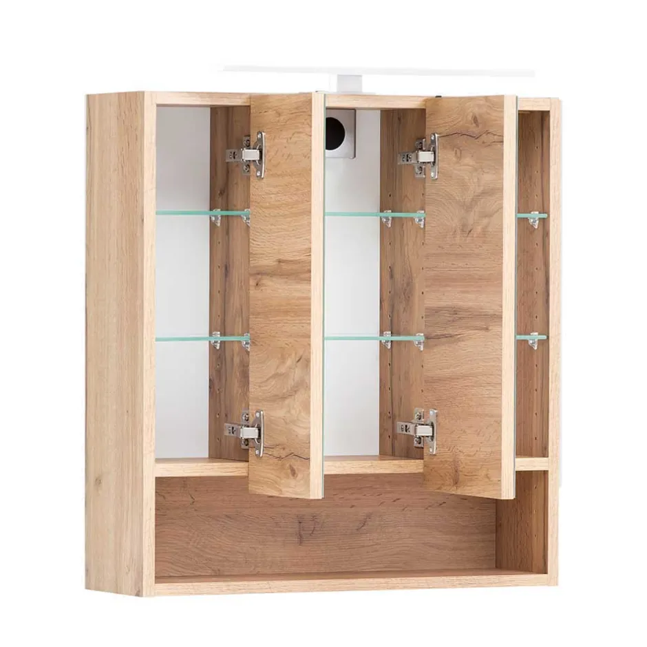 Holzoptik Badmöbel mit Baumkante - Tofias (dreiteilig)^Wohnen Discount