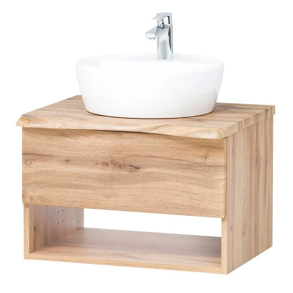 Holzoptik Badmöbel mit Baumkante - Tofias (dreiteilig)^Wohnen Discount