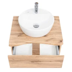 Holzoptik Badmöbel mit Baumkante - Tofias (dreiteilig)^Wohnen Discount