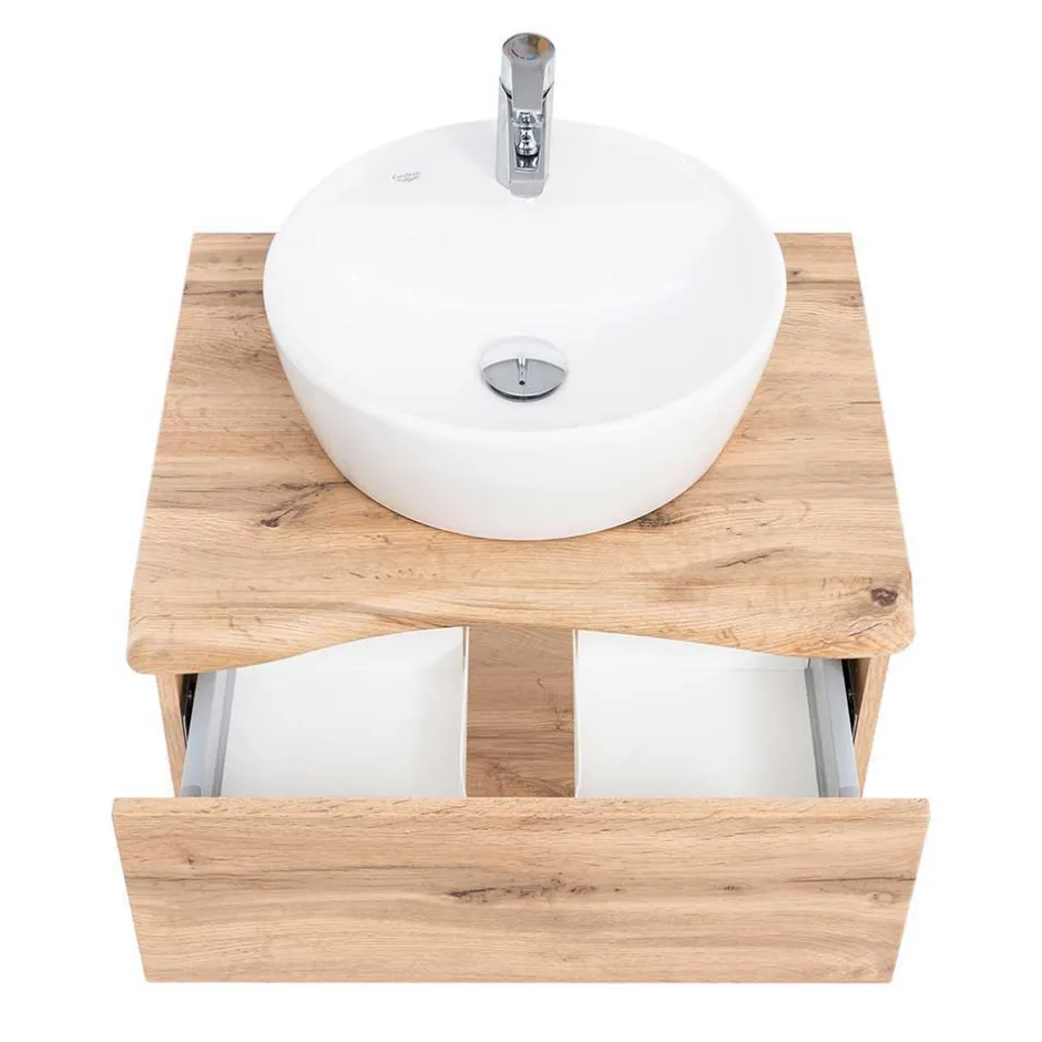 Holzoptik Badmöbel mit Baumkante - Tofias (dreiteilig)^Wohnen Discount