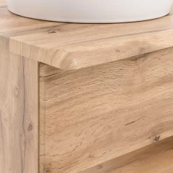 Holzoptik Badmöbel mit Baumkante - Tofias (dreiteilig)^Wohnen Discount