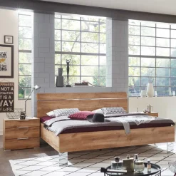 Wohnen Holzoptik Bett in Plankeneiche - Dagidoyo
