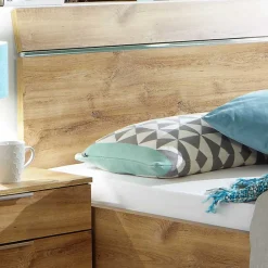 Wohnen Holzoptik Bett in Plankeneiche - Dagidoyo