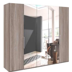 Wohnen Holzoptik Kleiderschrank mit Spiegel - Crenba