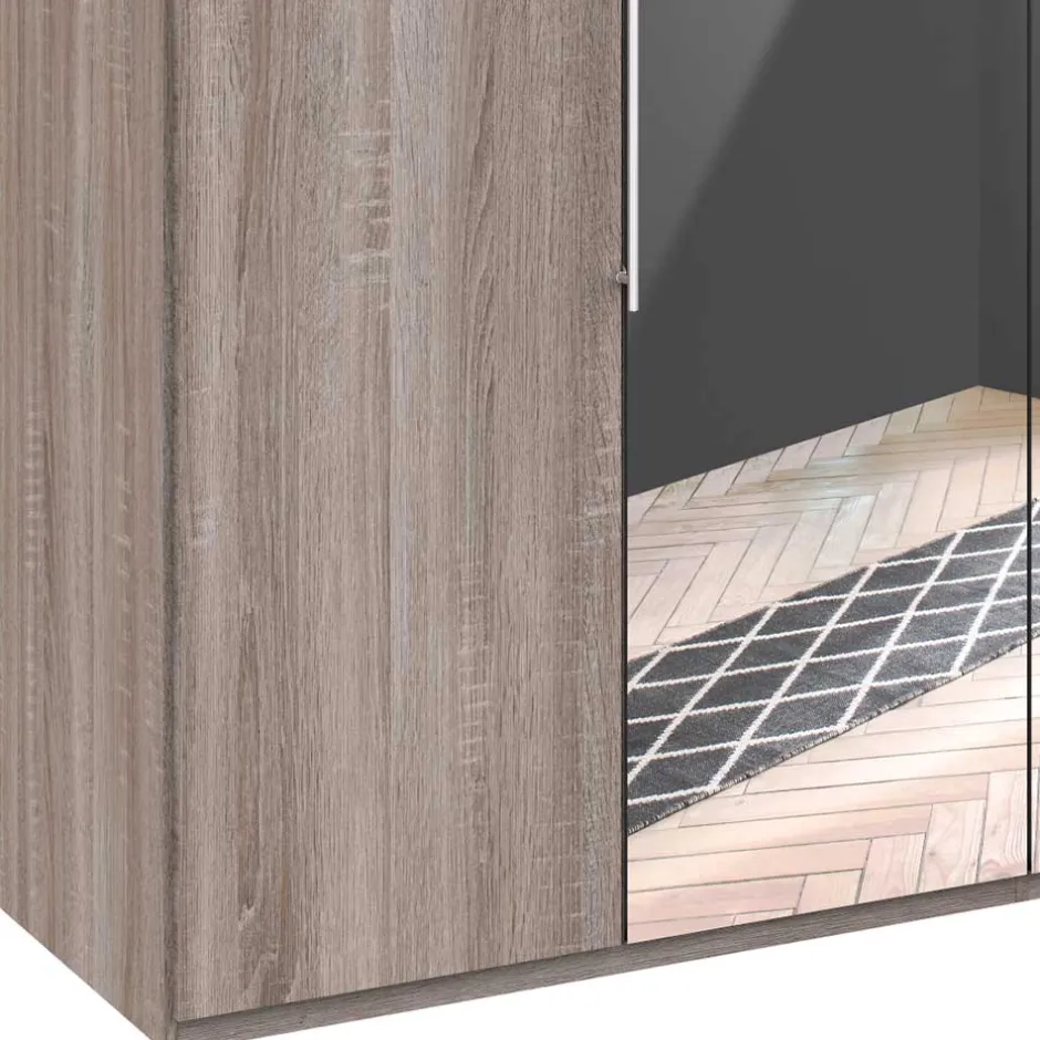 Wohnen Holzoptik Kleiderschrank mit Spiegel - Crenba