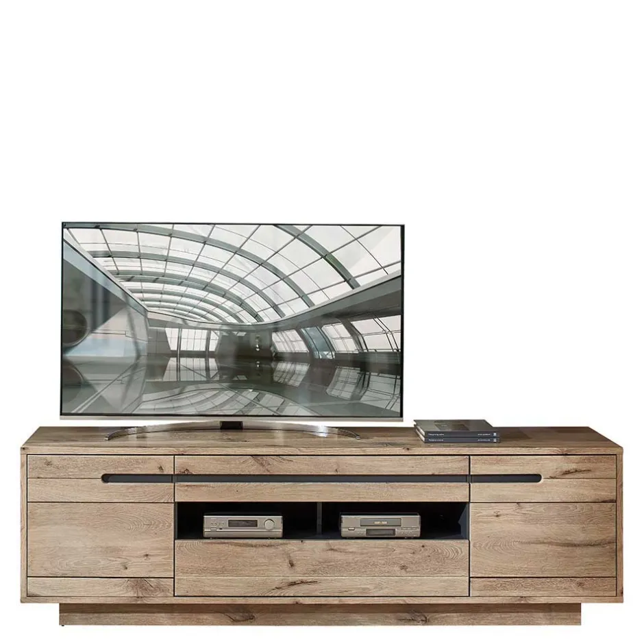 Wohnen Holzoptik TV Anbauwand Set - Zelio (dreiteilig)