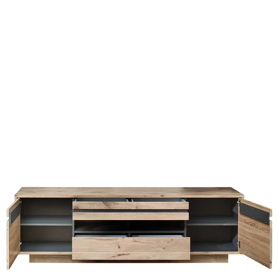 Wohnen Holzoptik TV Anbauwand Set - Zelio (dreiteilig)