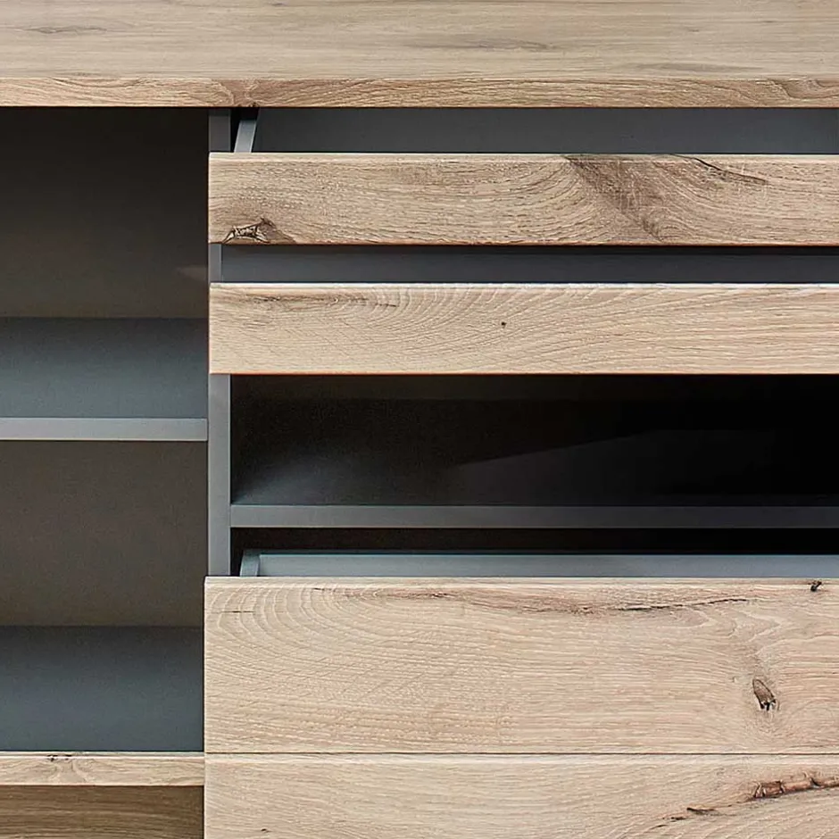 Wohnen Holzoptik TV Anbauwand Set - Zelio (dreiteilig)