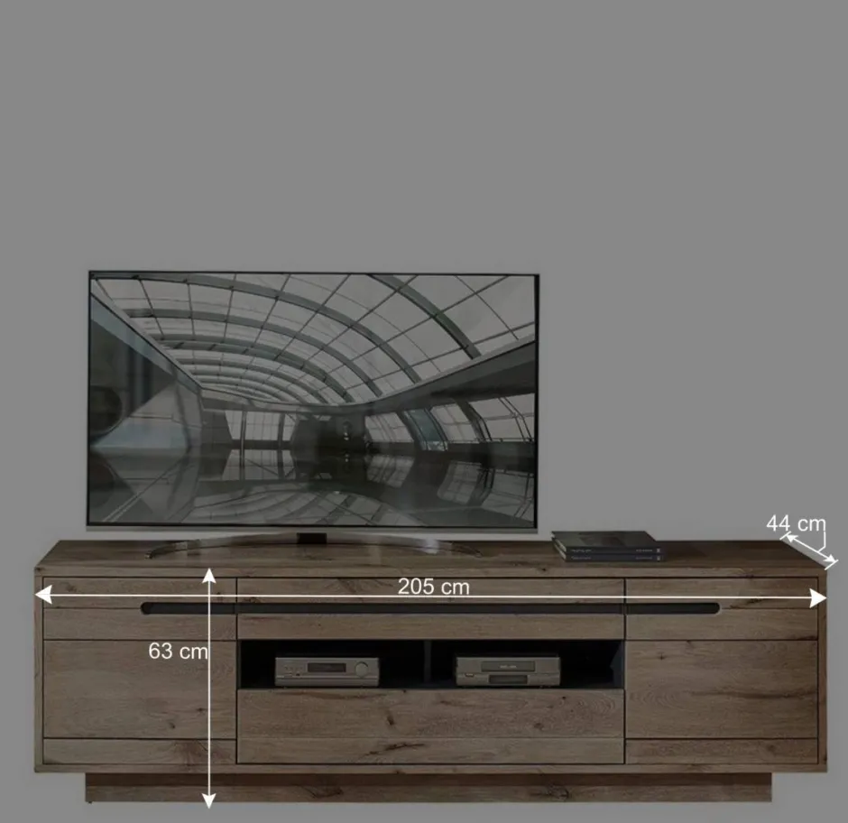 Wohnen Holzoptik TV Anbauwand Set - Zelio (dreiteilig)