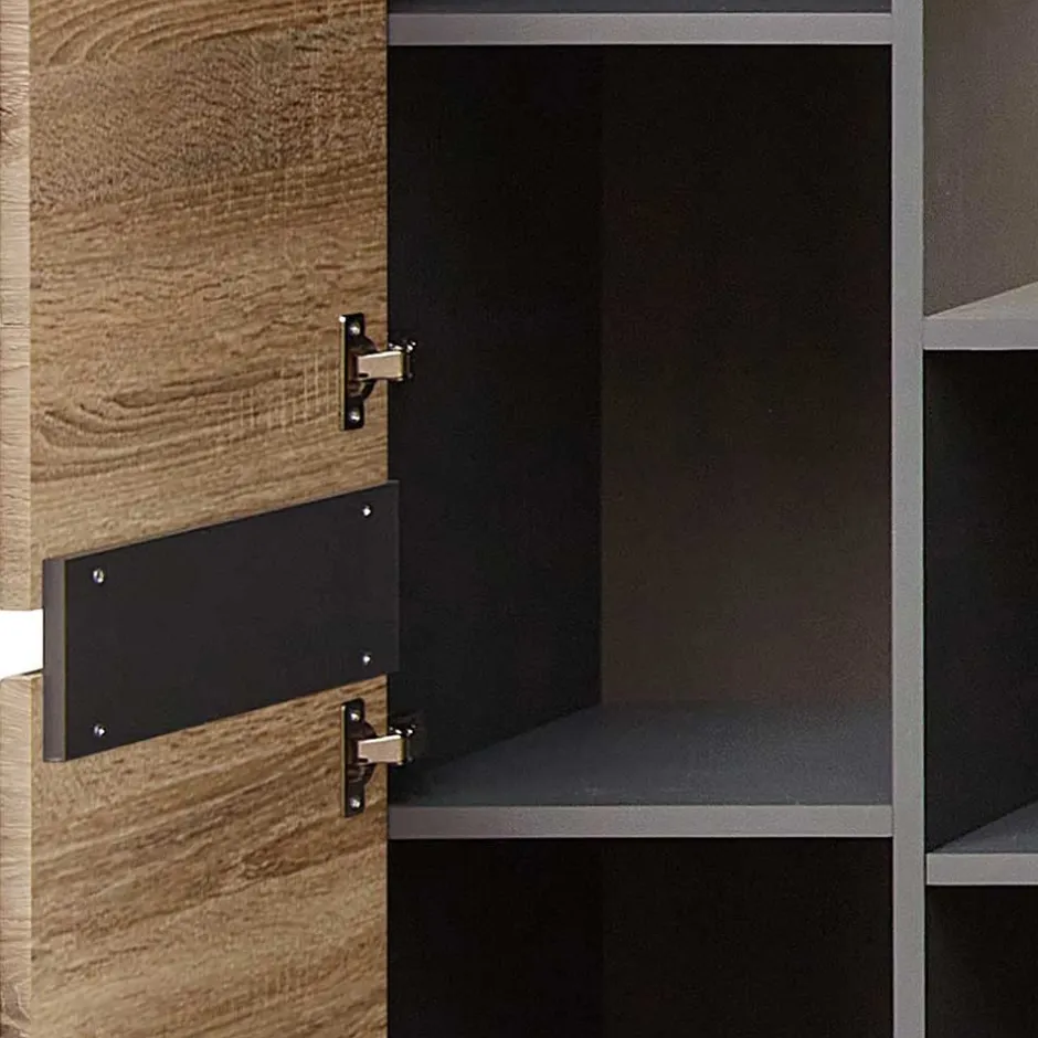 Wohnen Holzoptik TV Anbauwand Set - Zelio (dreiteilig)