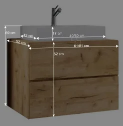 Holzoptik Wand-Waschtisch in Wildeiche Honig - Toulon^Wohnen Hot