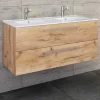 Holzoptik Waschtisch mit zwei Becken - Ursela^Wohnen Sale