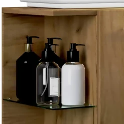 Holzoptik Waschtisch mit Aufsatzwaschbecken - Yulmatro^Wohnen