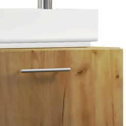 Holzoptik Waschtisch mit Aufsatzwaschbecken - Yulmatro^Wohnen