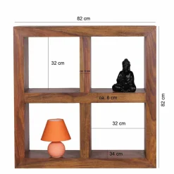 Wohnen Holzregal massiv Hoslo quadratisches Design