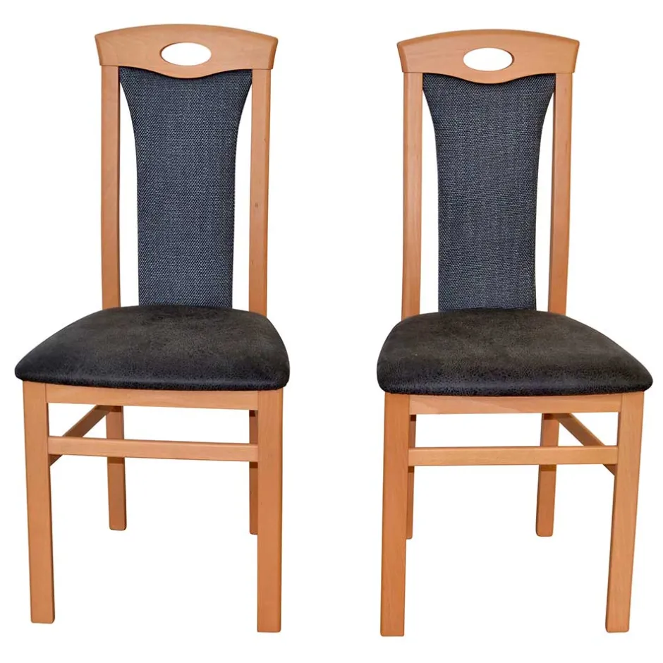 Wohnen Holzstühle in Buche & Anthrazit - Moyico (2er Set)