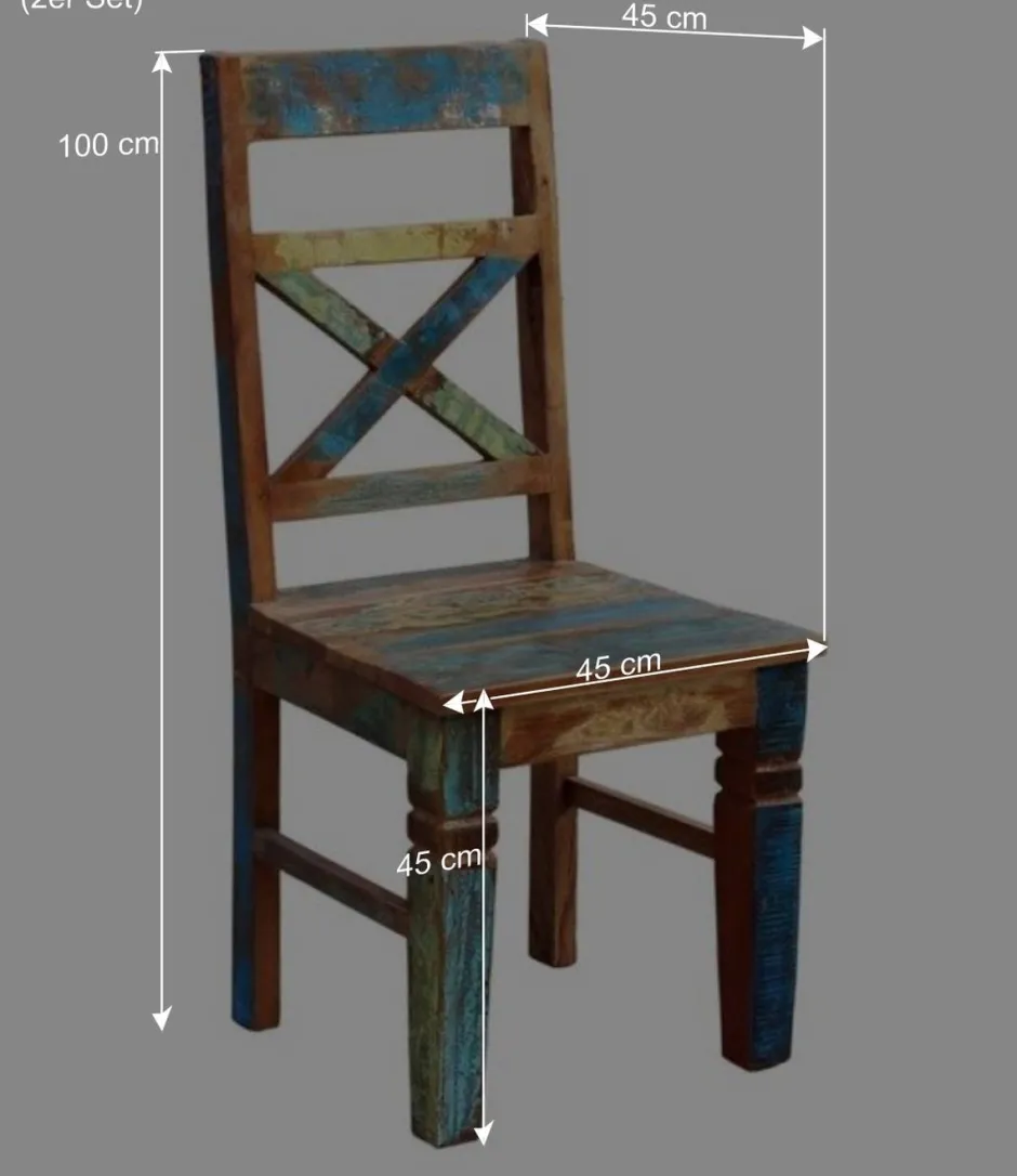 Wohnen Holzstuhl Jamaica aus Recyclingholz (2er Set)