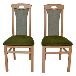 Wohnen Holzstuhl mit Polsterung in Grün - Regnia (2er Set)