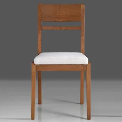 Wohnen Holzstuhl mit Sitzpolster in Creme Stoff - Altagracia