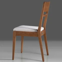 Wohnen Holzstuhl mit Sitzpolster in Creme Stoff - Altagracia