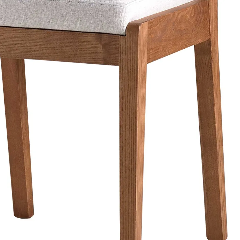 Wohnen Holzstuhl mit Sitzpolster in Creme Stoff - Altagracia