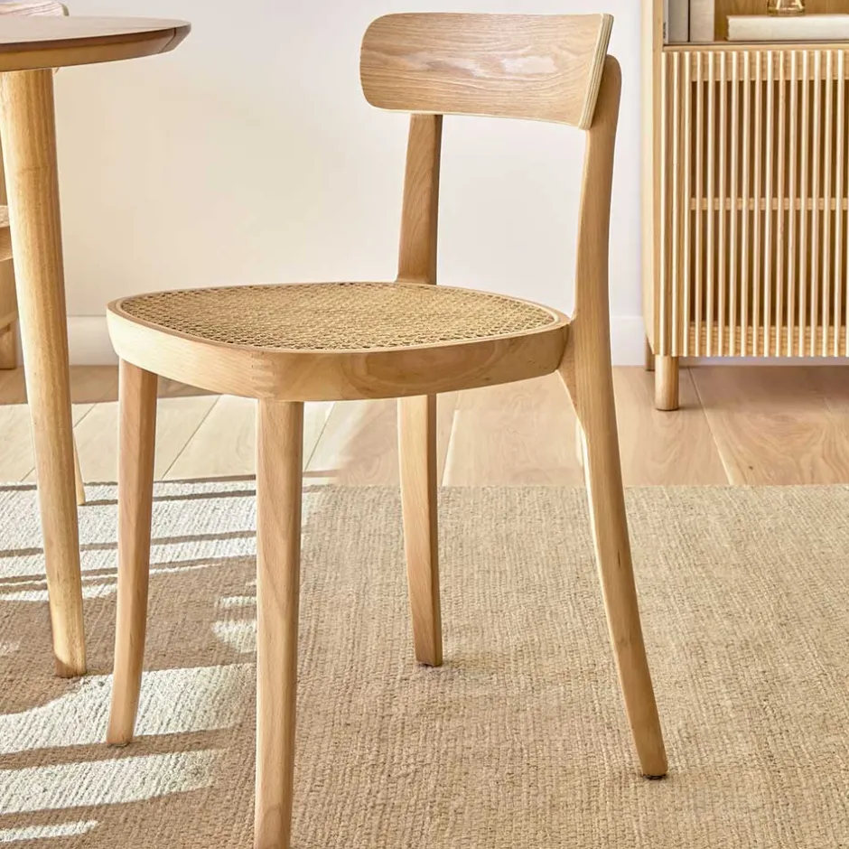 Wohnen Holzstuhl mit Wiener Geflecht Sitz - Wheel (2er Set)