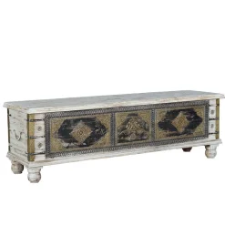 Holztruhe in Antikweiß Schwarz Bronze - Lismiangra^Wohnen Sale