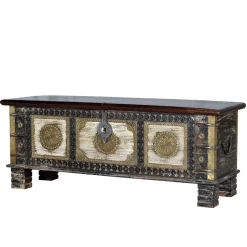 Holztruhe in Schwarz Antikweiß Bronze Braun - Rene^Wohnen Best