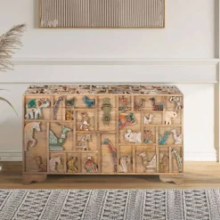 Holztruhe mit Tieren dekoriert - Widama^Wohnen