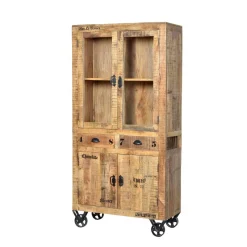 Wohnen Holzvitrine Indri auf Rollen