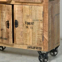 Wohnen Holzvitrine Indri auf Rollen