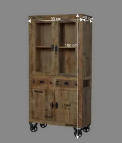 Wohnen Holzvitrine Indri auf Rollen