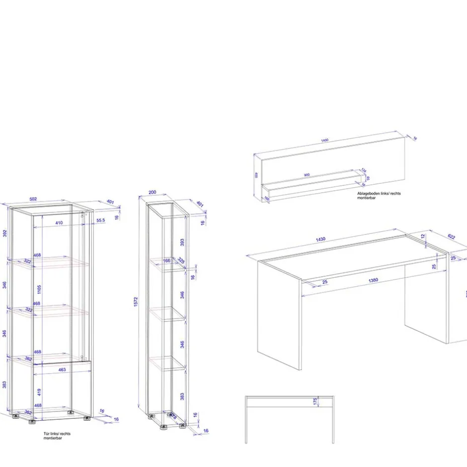Home Office Arbeitsplatz & Stauraum - Nonessia (vierteilig)^Wohnen Clearance