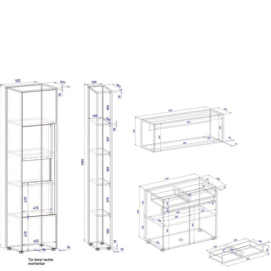 Wohnen Home Office Einrichtung als Set - Nonessia (vierteilig)