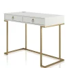 Home Office Schreibtisch in Weiß und Messing - Luco^Wohnen New