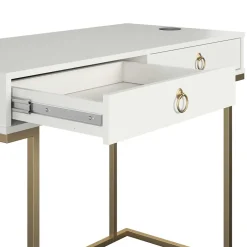 Home Office Schreibtisch in Weiß und Messing - Luco^Wohnen New