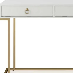 Home Office Schreibtisch in Weiß und Messing - Luco^Wohnen New