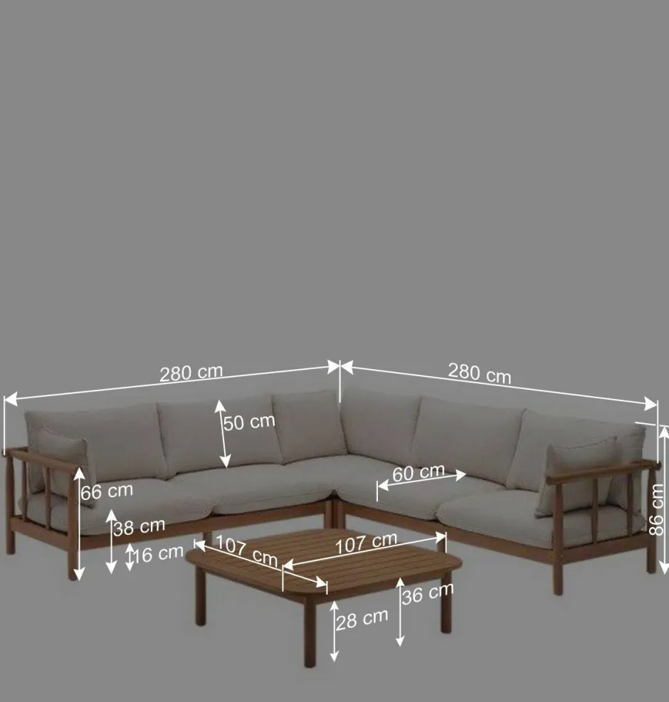 Indoor Outdoor Ecksofa & Tisch - Perconia (zweiteilig)^Wohnen Discount
