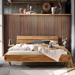 Industrial Balkenbett mit Metallkufen - Magie^Wohnen