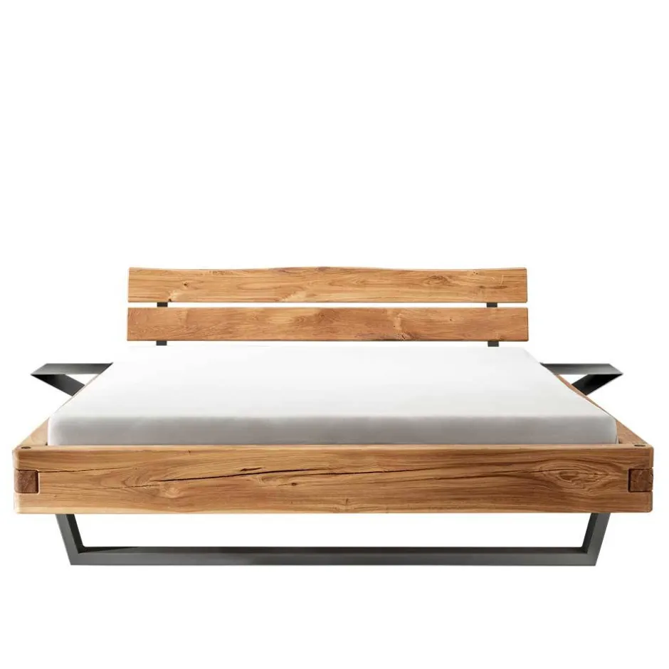 Industrial Balkenbett mit Metallkufen - Magie^Wohnen