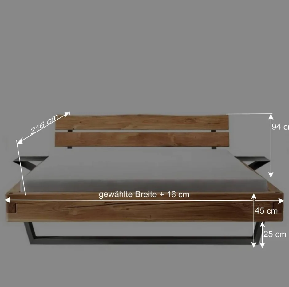 Industrial Balkenbett mit Metallkufen - Magie^Wohnen
