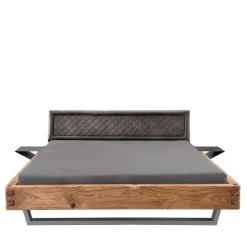 Wohnen Industrial Bett mit Recyclingleder Kopfteil - Cresp