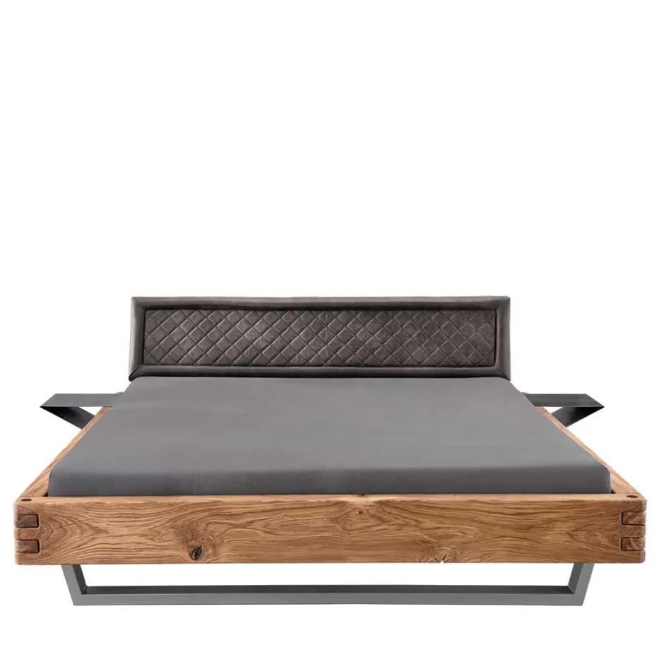 Wohnen Industrial Bett mit Recyclingleder Kopfteil - Cresp