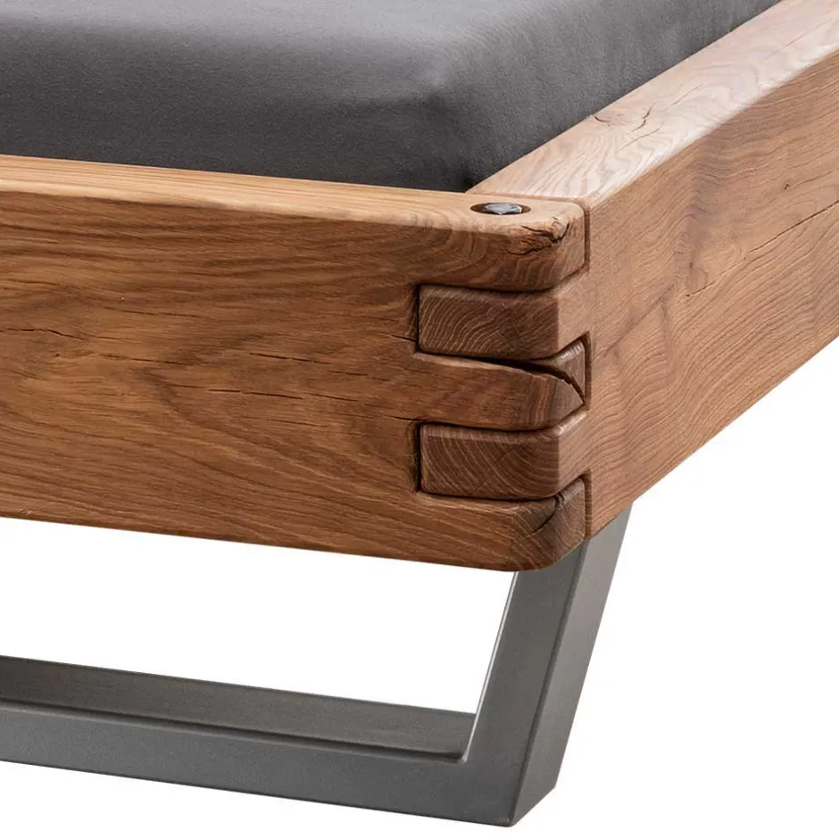 Wohnen Industrial Bett mit Recyclingleder Kopfteil - Cresp