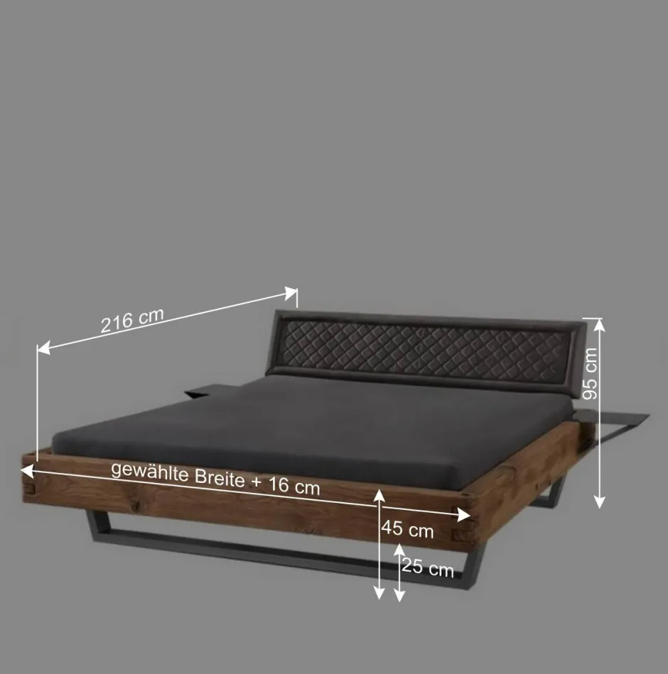 Wohnen Industrial Bett mit Recyclingleder Kopfteil - Cresp