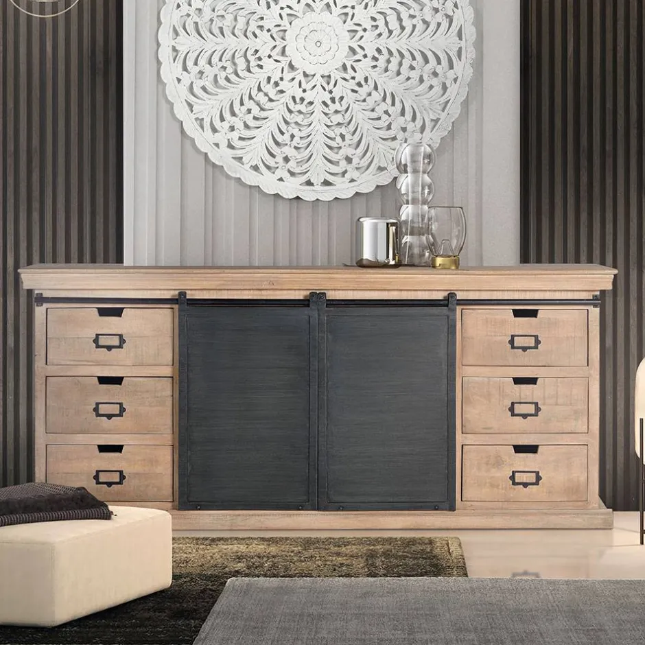 Wohnen Industrial Chic Sideboard mit Schiebetüren - Jantonia