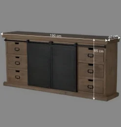 Wohnen Industrial Chic Sideboard mit Schiebetüren - Jantonia