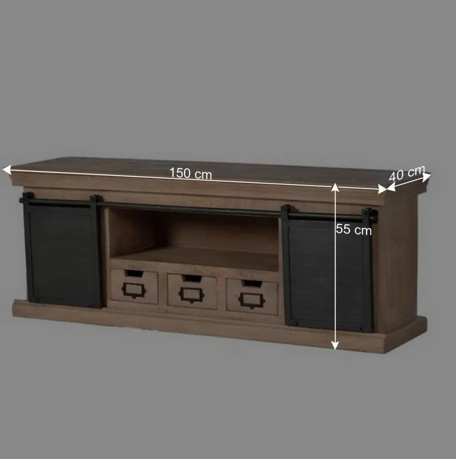 Industrial Chic TV Kommode mit Schiebetüren - Jantonia^Wohnen Online