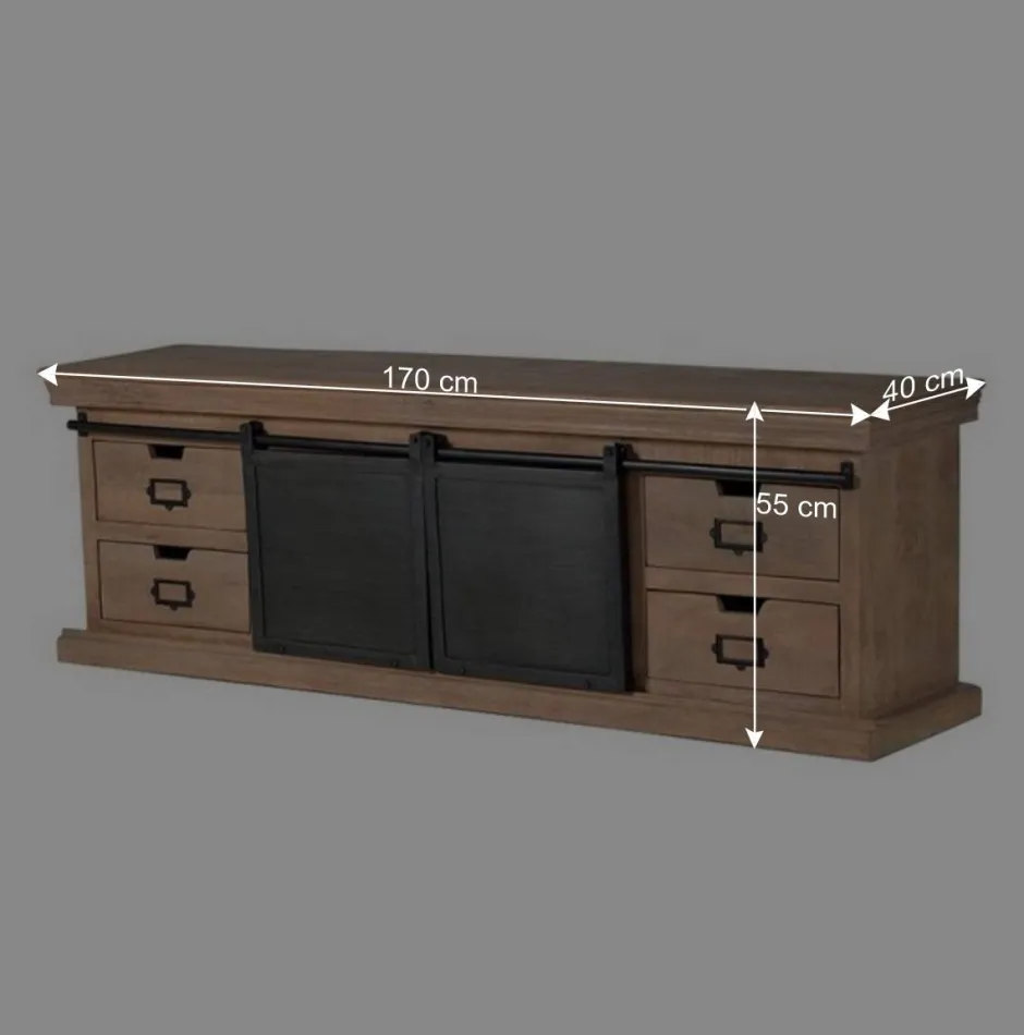 Wohnen Industrial Chic TV Lowboard mit Schiebetüren - Jantonia